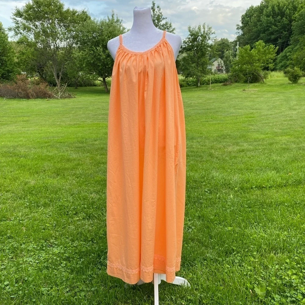 Oscar de la Renta Peach Cotton Maxi Dress
